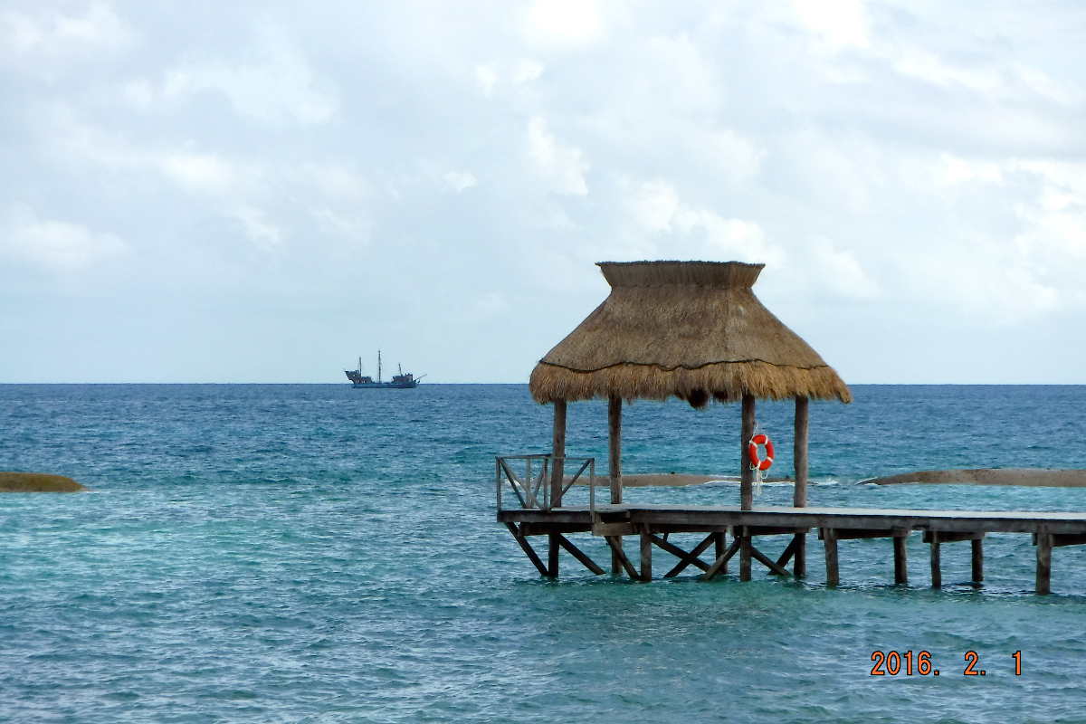 Pirates on the horizon - checking out this beautiful beach.